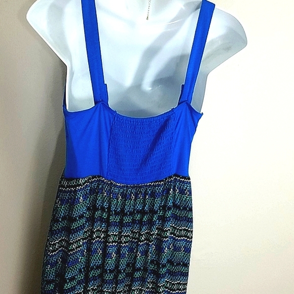 Mudd Babydoll Maxi Dress M Coastal Coquette Y2K Striped Royal Blue Sweetheart - Picture 6 of 9
